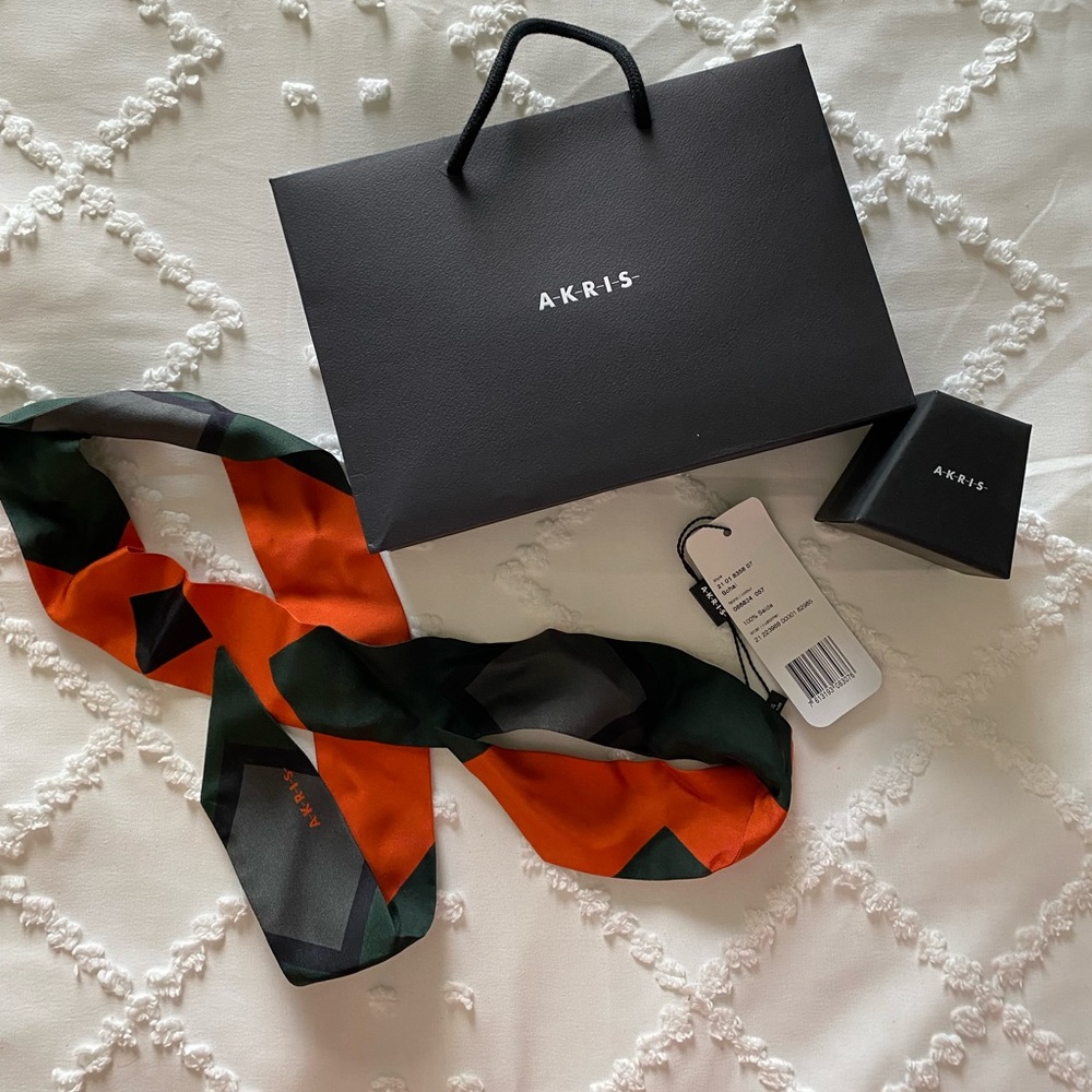 36” long Akris silk scarf. NWT!